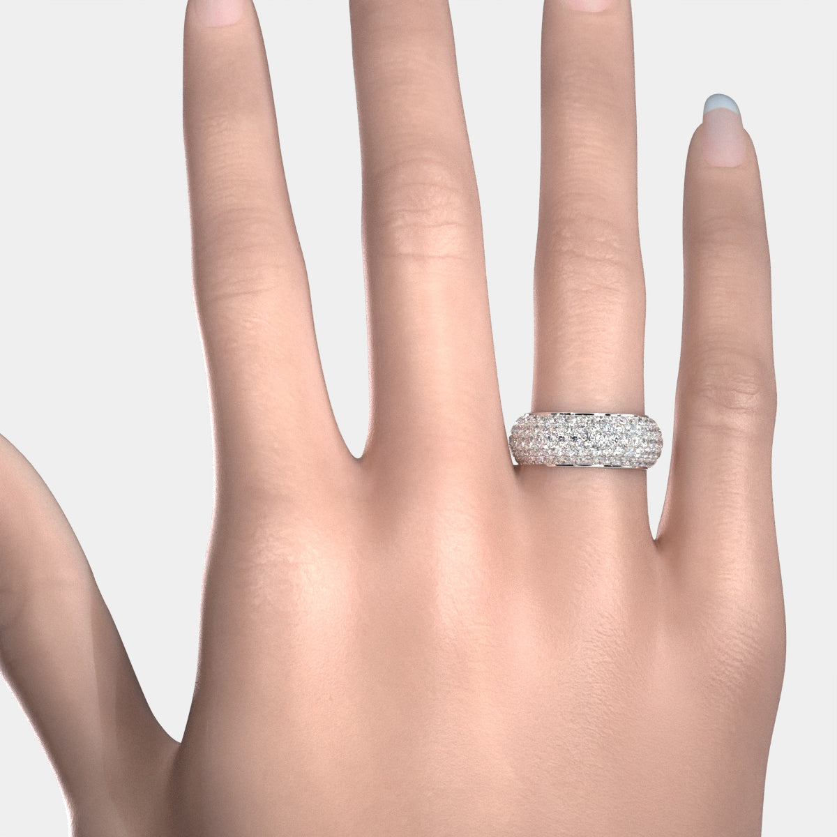 Round Lab Grown Diamond Pave Set Women's Eternity Wedding Band 3.93 Ctw.